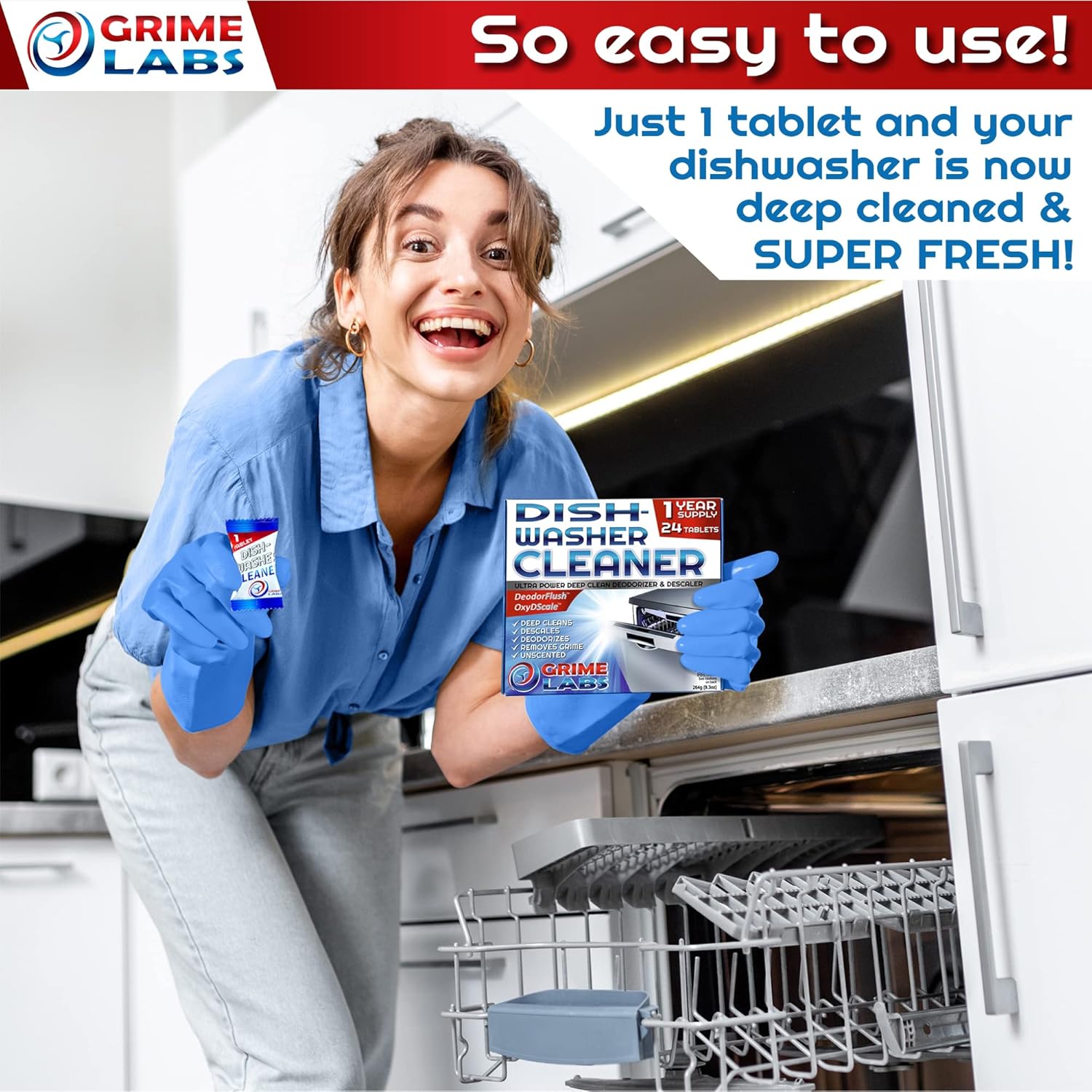 Dishwasher Cleaner Tablets, 24 Pack, Descaler & Deodorizer R6096