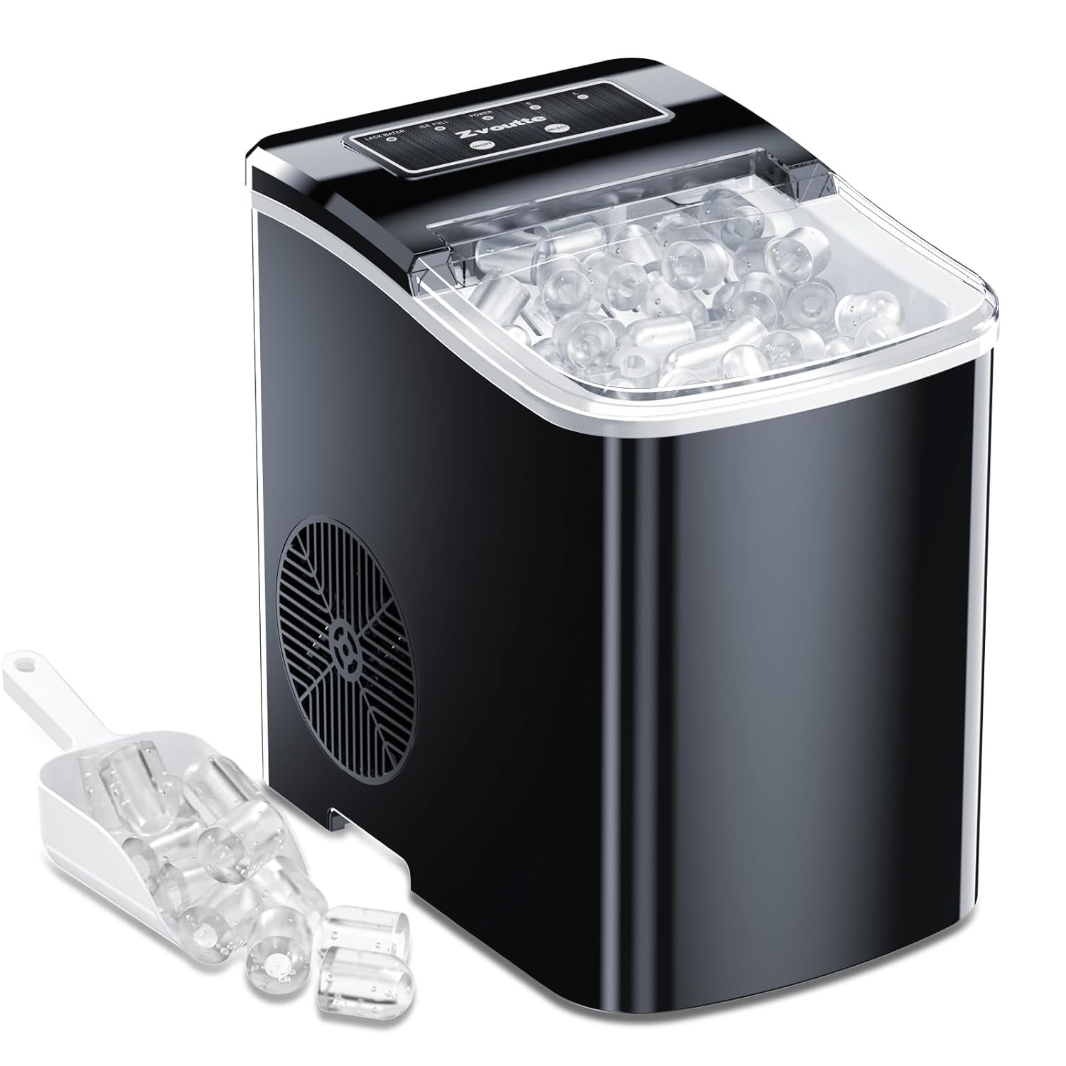 Portable Countertop Ice Maker Machine - Self-Cleaning Ice Makers with Ice Scoop and Basket, 9 Cubes in 8-10 mins, 26 lbs/24 Hours, for Home/Kitchen/Bar/Office/Camping (Black)