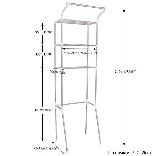 Hershii 3-Tier Over The Toilet Storage Rack with Hanging Rod I552