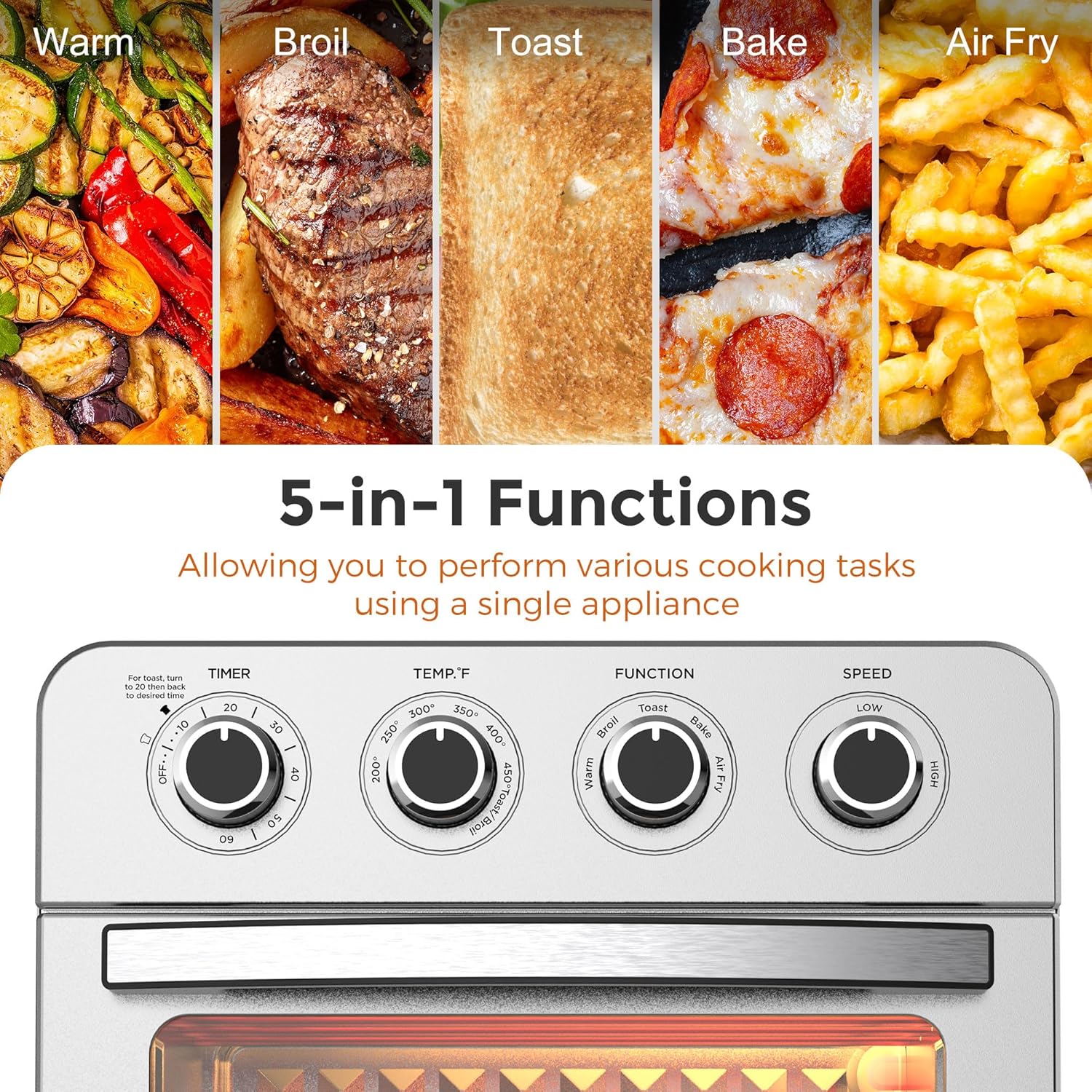 KitchenBoss Air Fryer Toaster Oven 24.3QT Stainless Steel Z9403