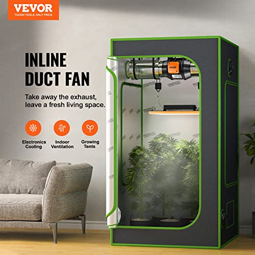 VEVOR Inline Duct Fan with Temperature Humidity Controller, Quiet EC-Motor Ventilation Exhaust Fan P4737