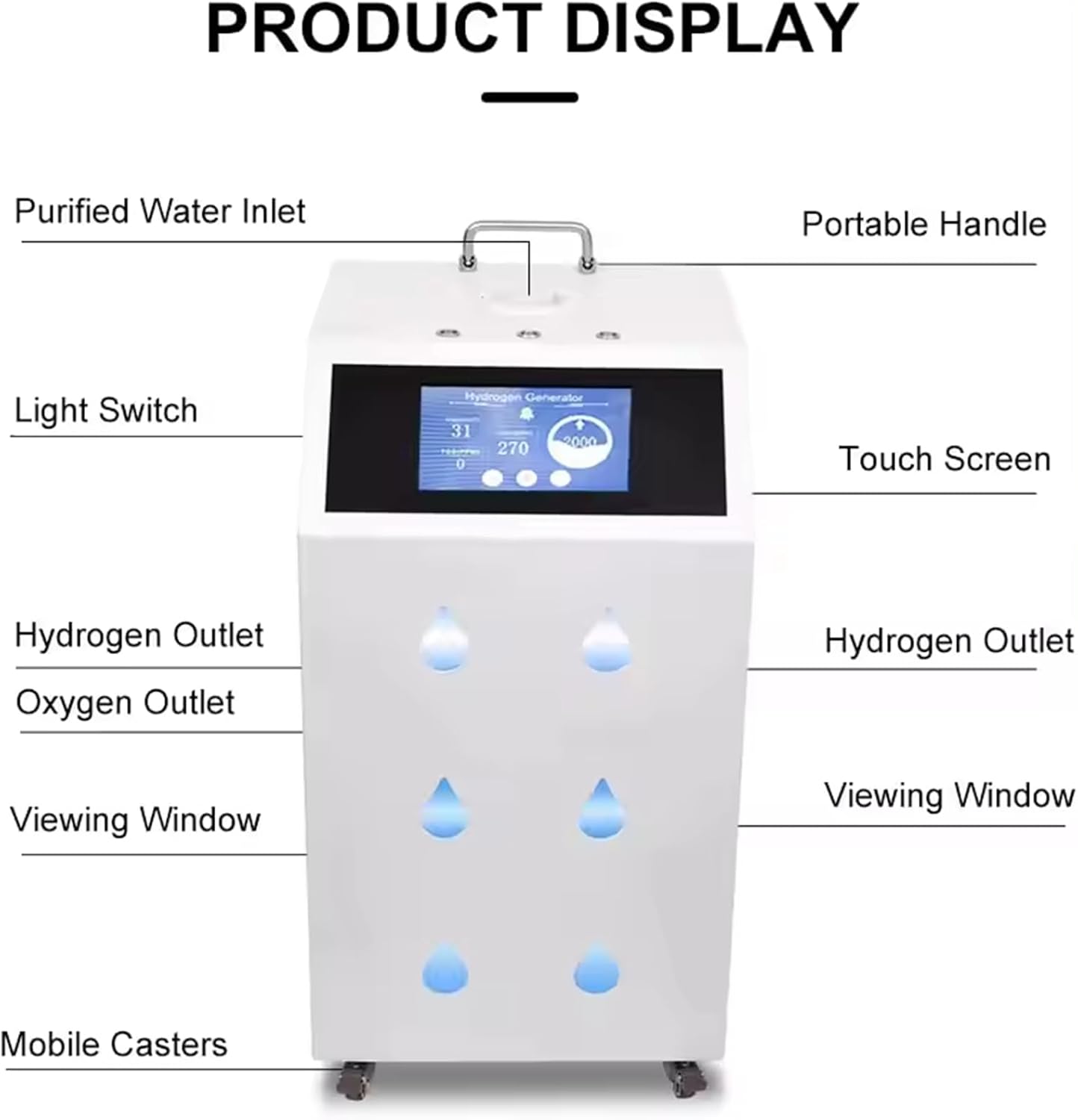 Hydrogen Inhalation Machine with SPE/PEM Tech, 3 Outlet, 99.99% Purity F207073
