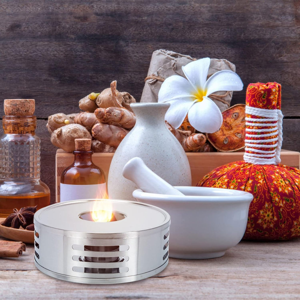 PRETYZOOM Stainless Steel Tea Warmer Ceramic Candle Holder Base B79386