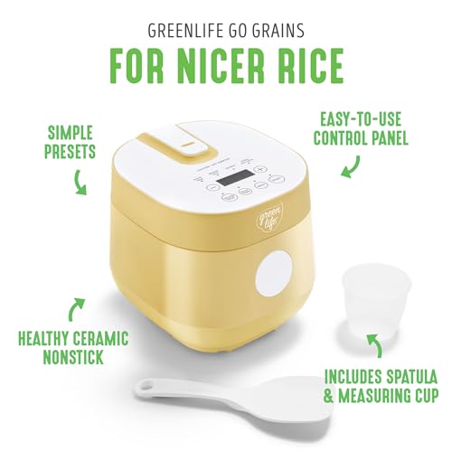 GreenLife PFAS-Free 4-Cup Rice and Grains Cooker, Ceramic Nonstick G296655