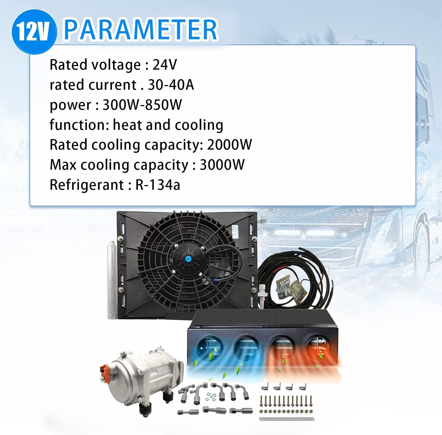 12V/24V DC Under Dash Car Air Conditioner N739