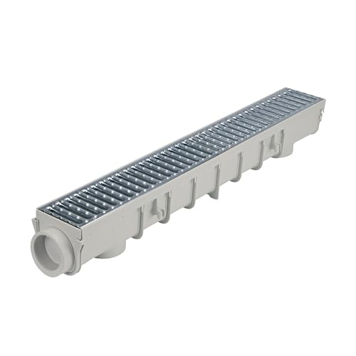 NDS 864GMTL 5-Inch Pro Channel Drain Kit with Metal Grate, 5 in, Gray
