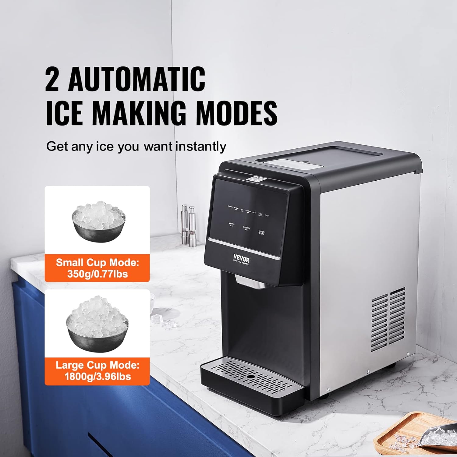 VEVOR Nugget Ice Maker, Self-Cleaning Countertop Ice Dispenser T2172