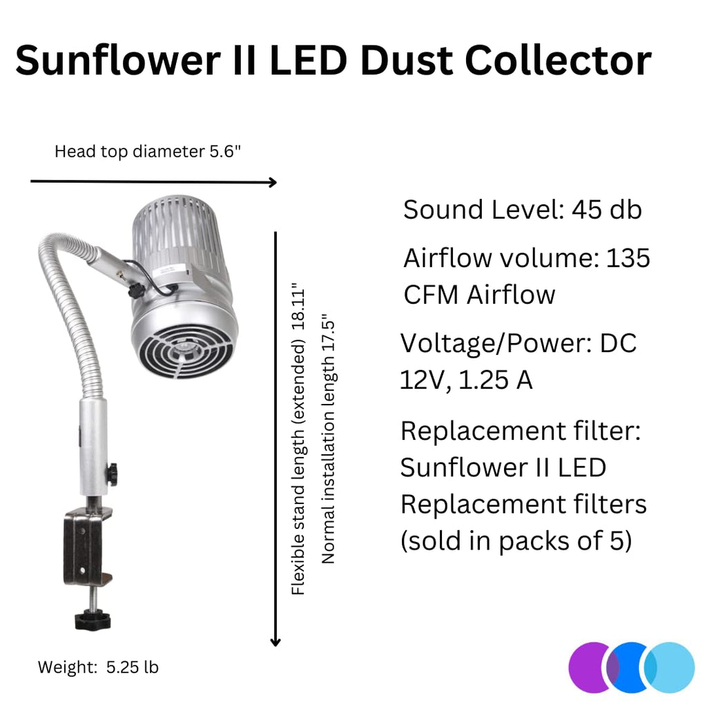Sunflower II LED Nail Dust Collector with 12 Extra Filters X9885