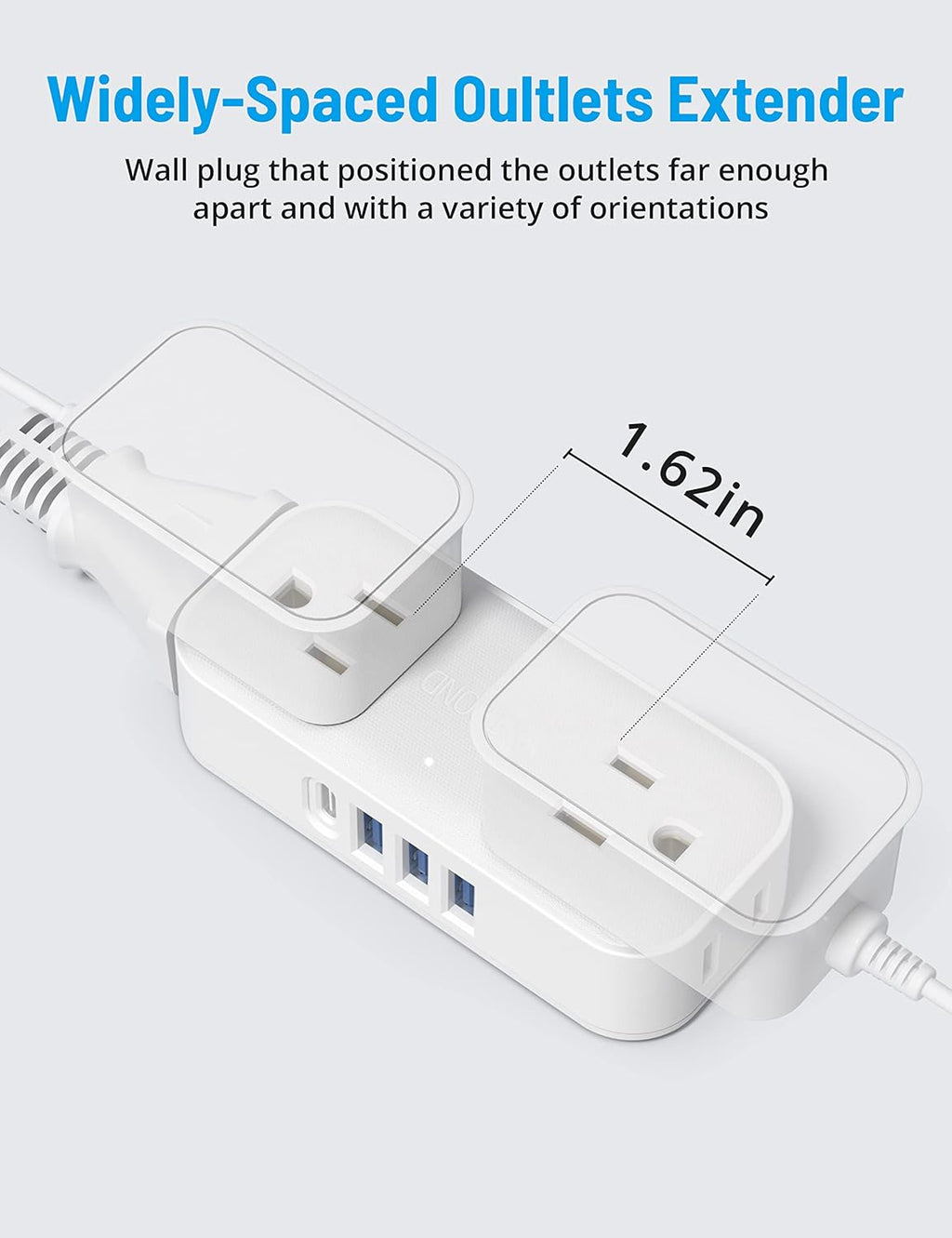 TROND Outlet Extender, 4 Electrical Outlets 4 USB Ports (1 USB C), White K39734