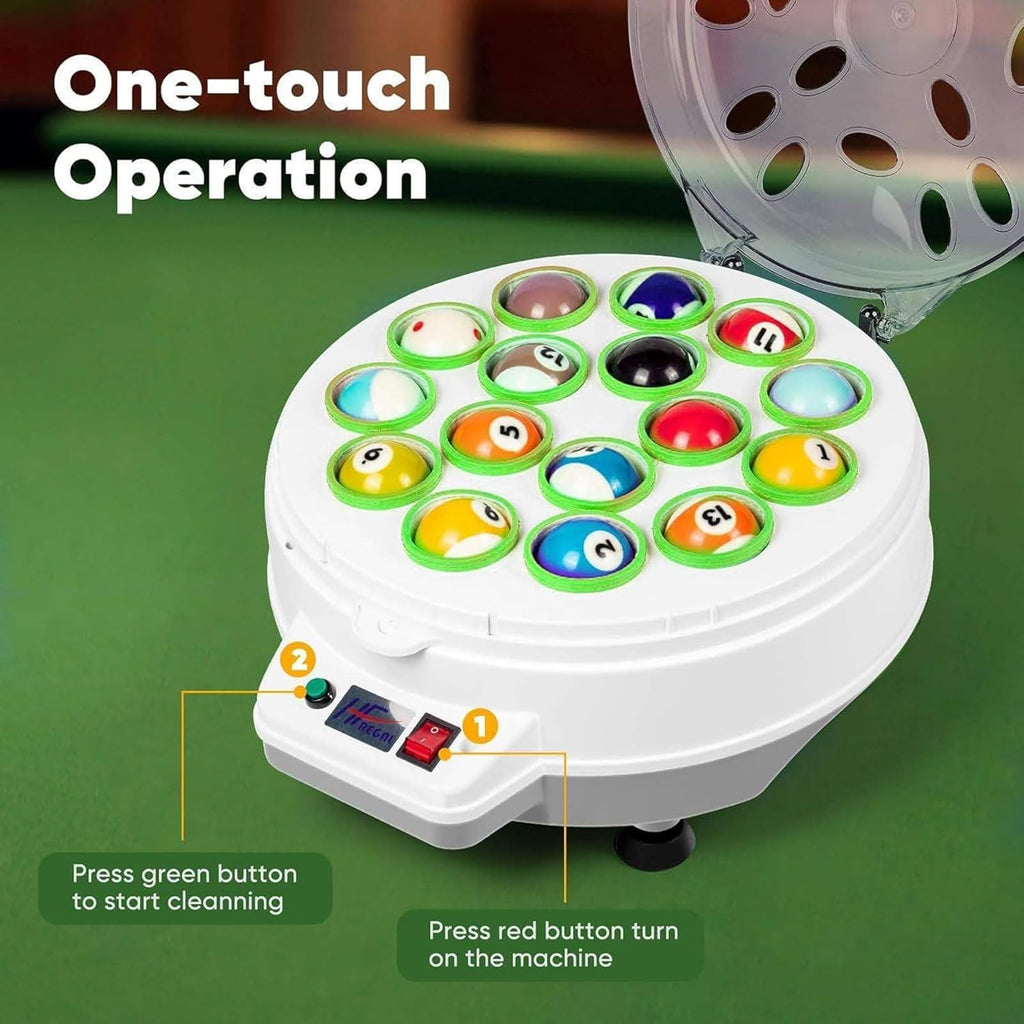 Pool Ball Cleaner Automatic Billiard Polishing Machine with LED Touch Display E2189