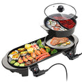 BOEASTER Electric Hot Pot with Grill Indoor Shabu-shabu Hotpot Korean BBQ Grill, Removable Hotpot Pot W/Large Capacity Baking Tray, Smokeless Non-Stick, Adjustable Temperature, 1-6 People 110V