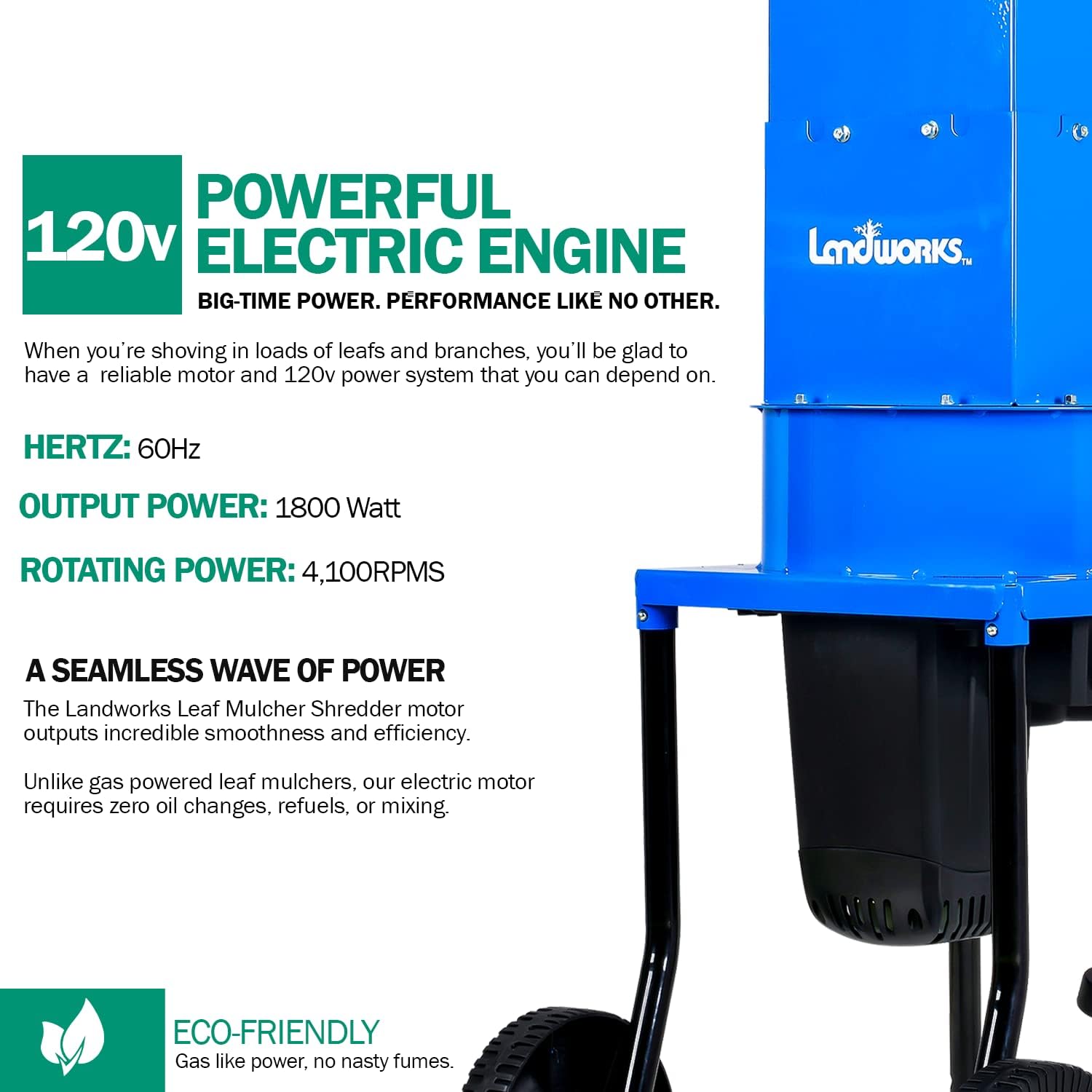 Landworks Electric Leaf Mulcher Shredder 11" Cutting Blade for Leaves & Grass O457183