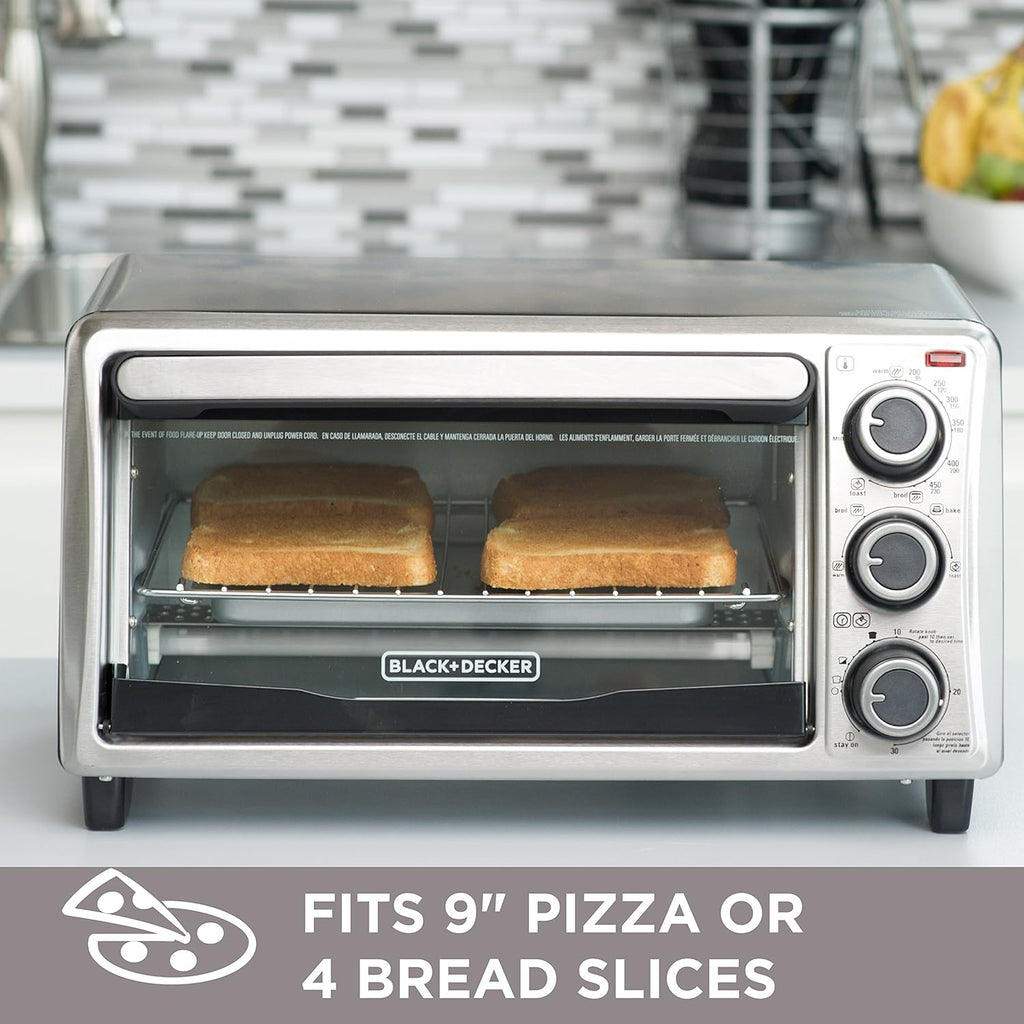 Black+Decker TO1303SB 4-Slice Toaster Oven, Stainless Steel R14674