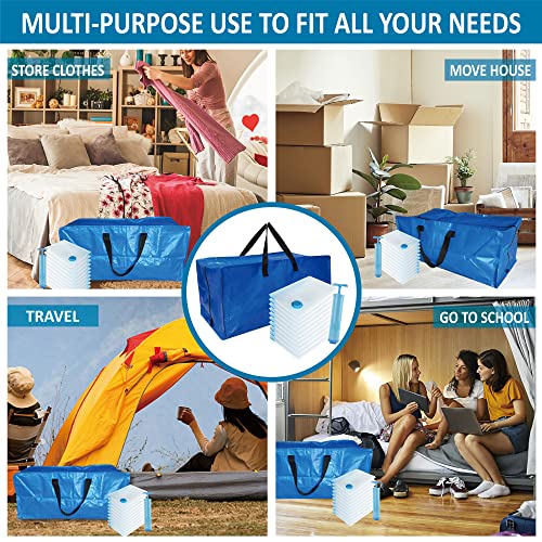 6 Pack Heavy Duty Extra Large Moving Bags with Backpack Straps & Vacuum Storage Bags W441