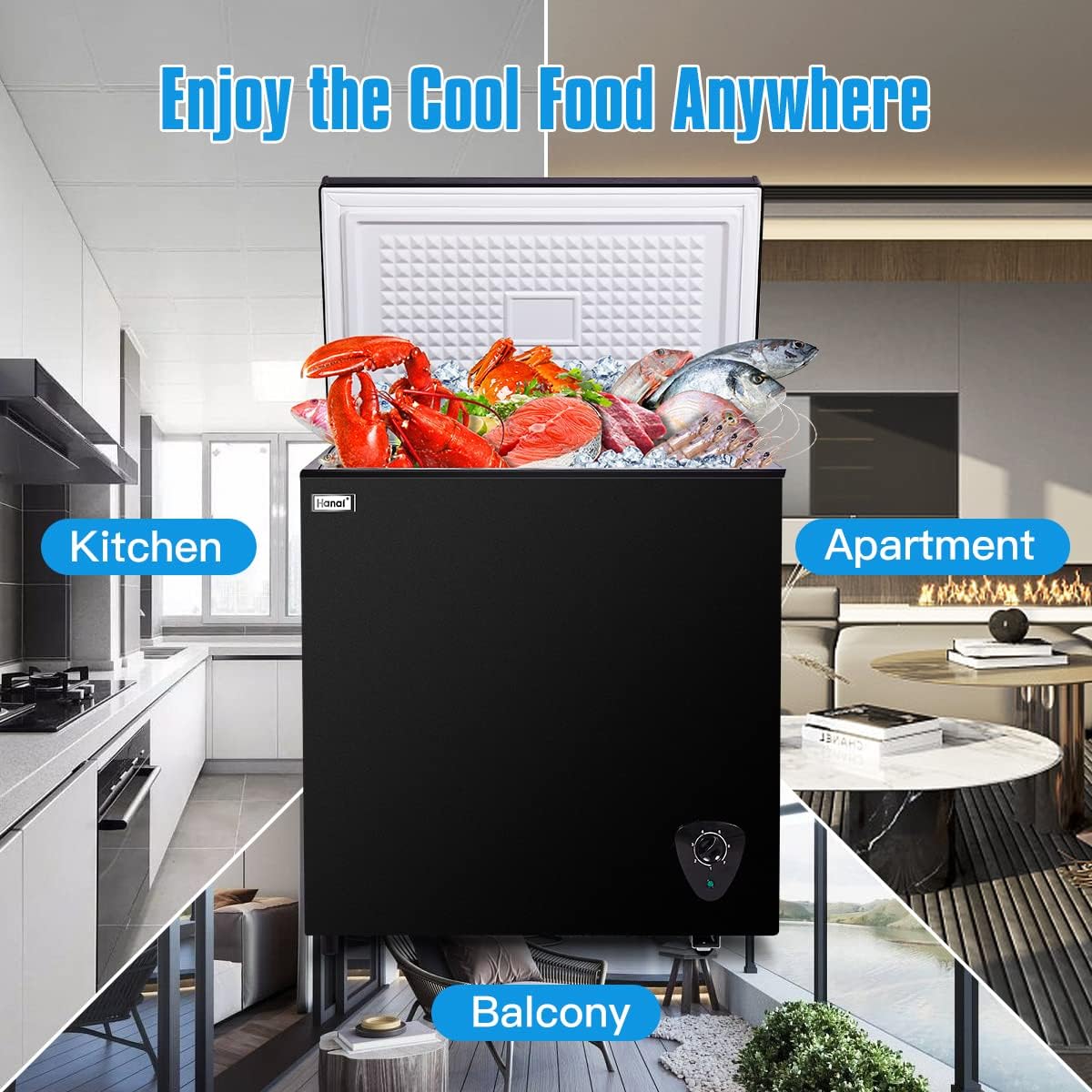 WANAI 5.0 Cu Ft Chest Freezer with Removable Basket T5224