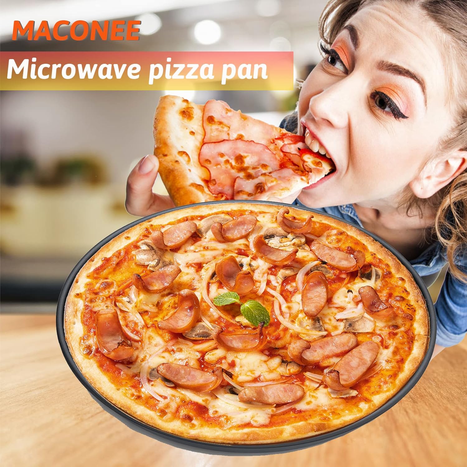12inch Microwave Crisper Pan for Reheating Pizza, Nuggets & French Toast A846