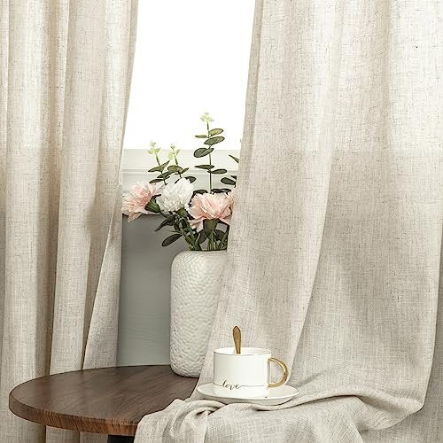 Pitalk Grommet Linen Sheer Curtains for Living Room W67650