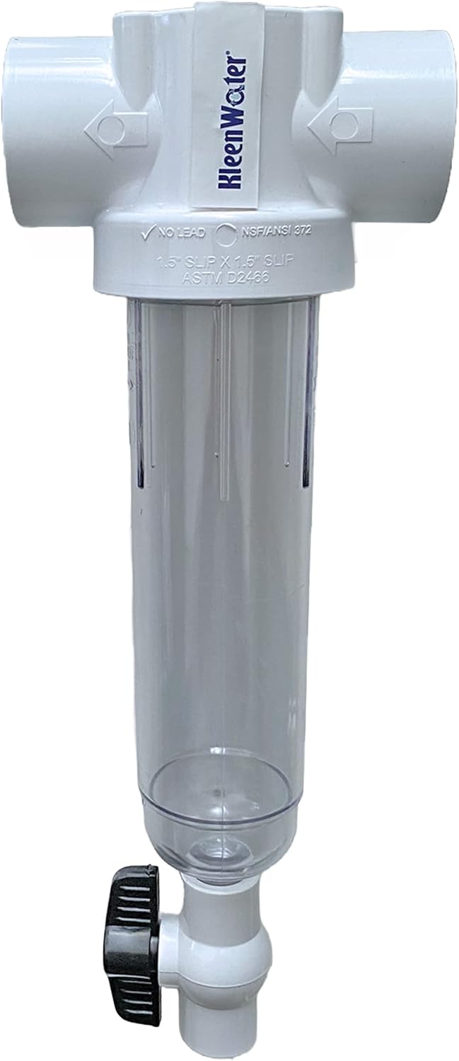 Kleenwater 1.5 Inch PVC Spin Down Sediment Filter, 100 Mesh Stainless Screen I585603