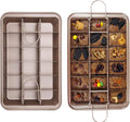 Brownie Pan, Non Stick Brownie Baking Tray with Built-in Slicer and Handle, 18 Pre-slicer Carbon Steel Bakeware, Cupcake Pan and Muffin for Oven Baking (1PACK)