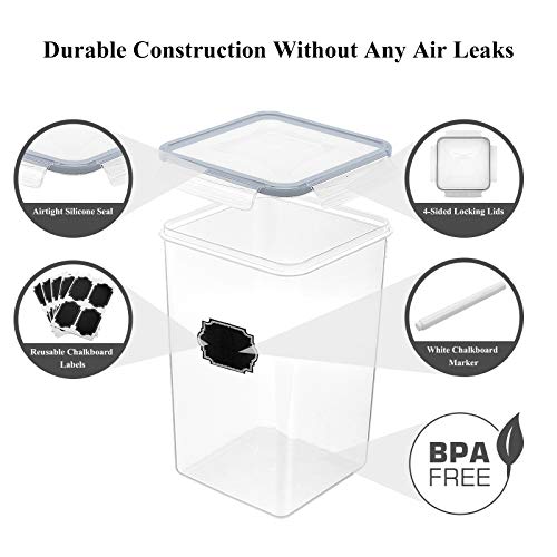 Wildone Large Food Storage Containers 5.2L Airtight BPA Free, 4 Pieces with Labels H84825
