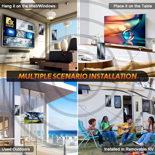 Amplified Digital TV Antenna Indoor Outdoor with 36FT Coax Cable, 4K 8K HD S78205