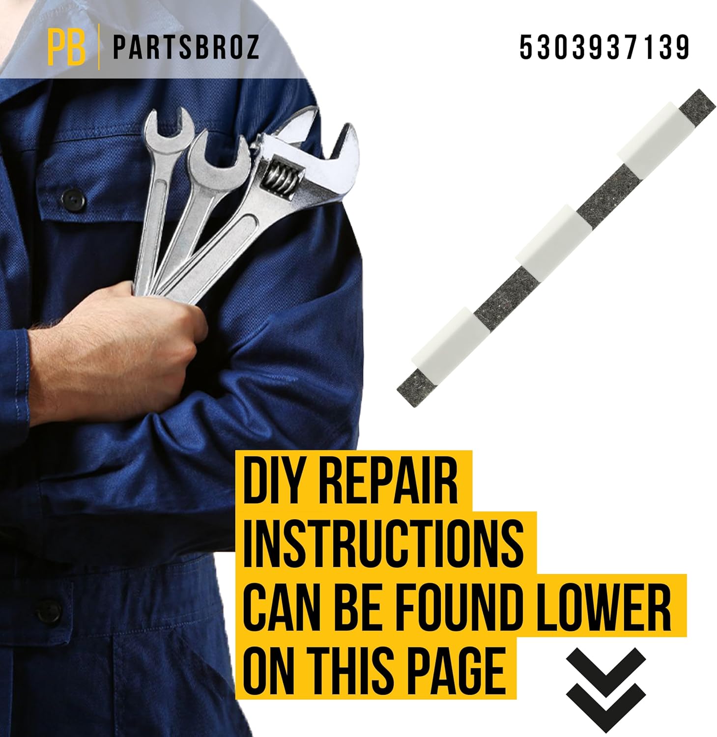PartsBroz 5303937139 Dryer Front Felt Glide Assembly D99932