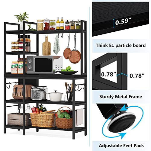 Tribesigns Bakers Rack with Storage Hutch, 43 inch Microwave Oven Stand, 5-Tier Kitchen Shelf with 10 Hooks W16975