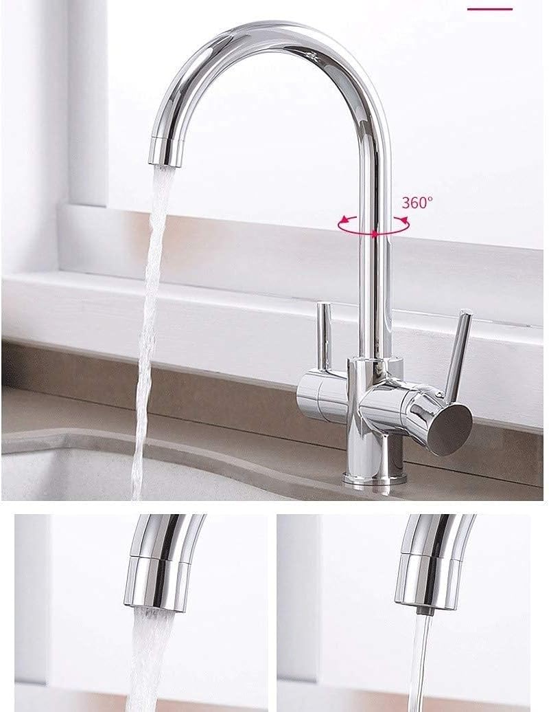 3-Way Kitchen Sink Mixer Tap with Dual Lever and 360° Rotation Q5751
