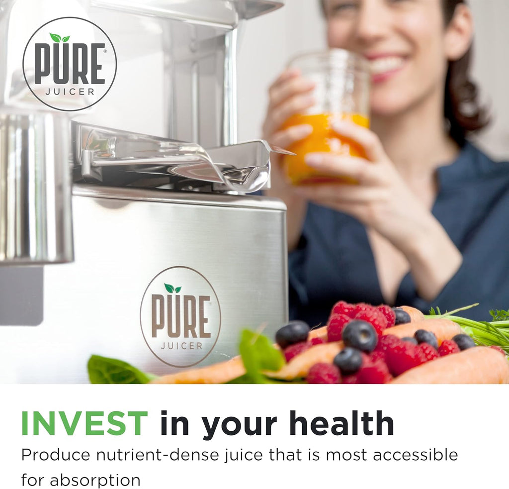 PURE Juicer Two-Stage Cold Press Juicing Machine with Stainless Grinder T838739