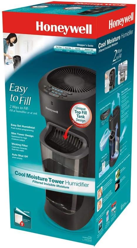 Honeywell HEV615B Top Fill Cool Moisture Tower Humidifier, Black P615648