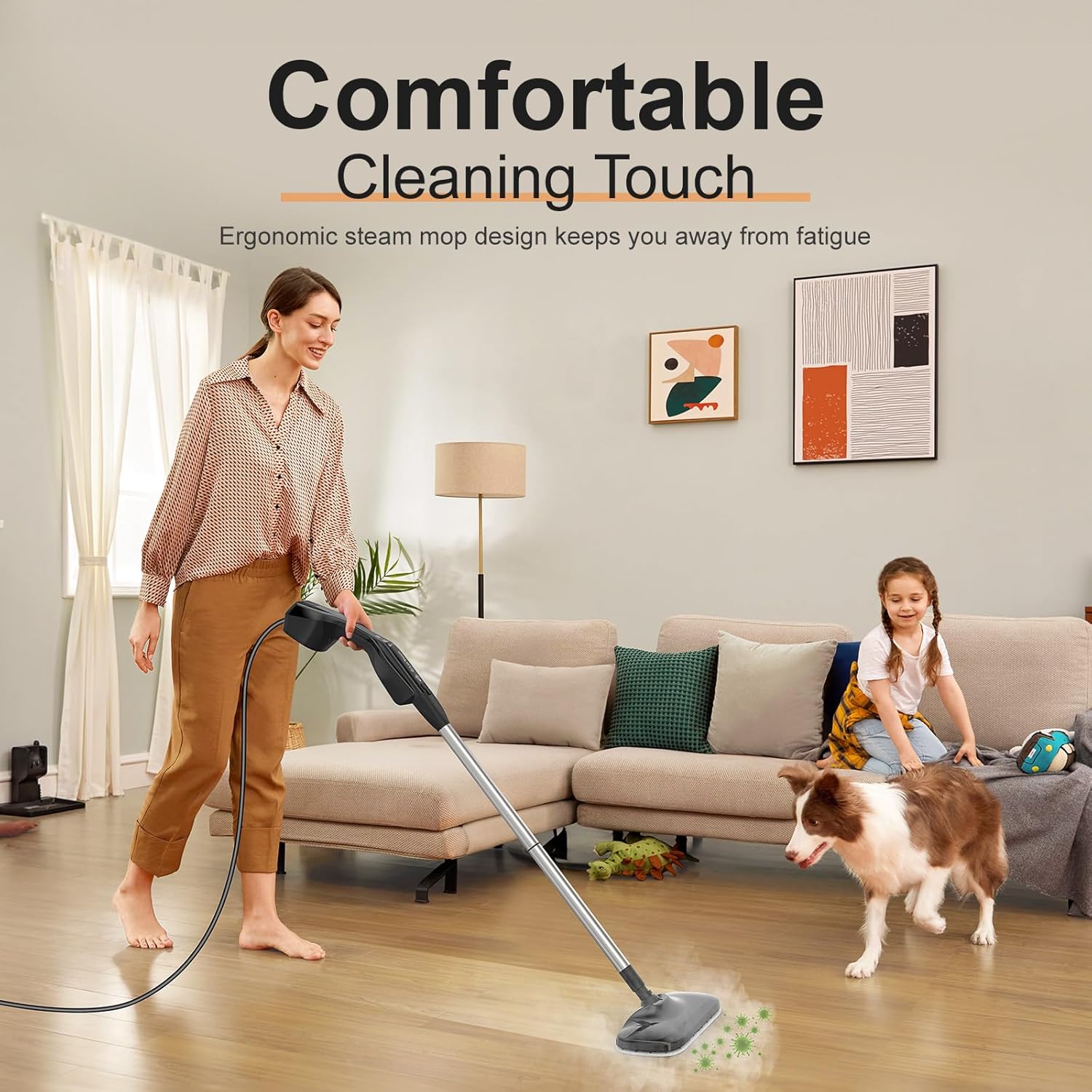 Let'Steam Heavy Duty Steam Mop with 17 Accessories for Hardwood, Tile and Grout P37119