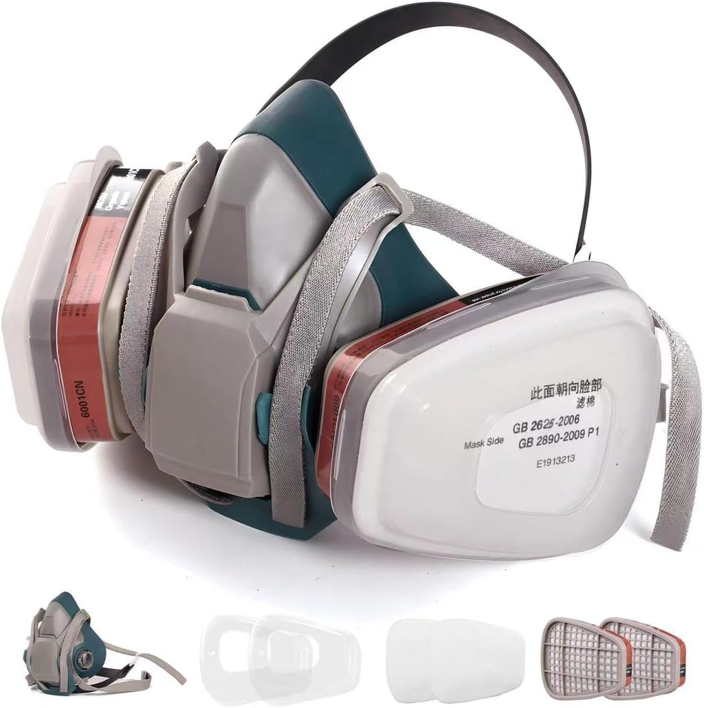 6502QL Respirator Mask - Quick Release Latch Half Face Gas Mask - Paint Respirator Mask with 6001 Filters for Chemicals Epoxy Resin Spray Painting Dust Solder Construction Sanding Woodworking
