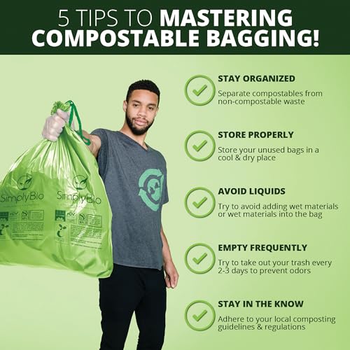 Simply Bio 13 Gallon Compostable Trash Bags, Heavy Duty Tall Kitchen K141628
