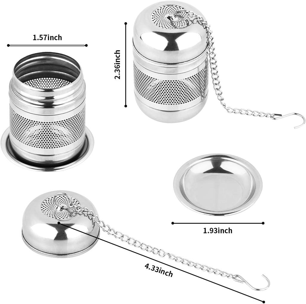 2PCS Stainless Steel Tea Infuser Strainer with Chain Hook and Lid X538333