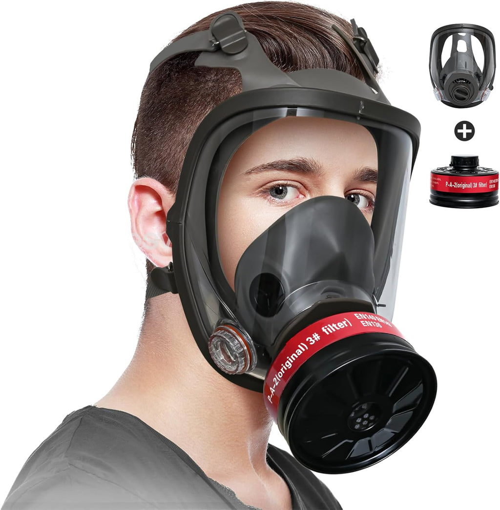 Full Face Gas Mask Respirator with 40mm Activated Carbon Filters Y81203
