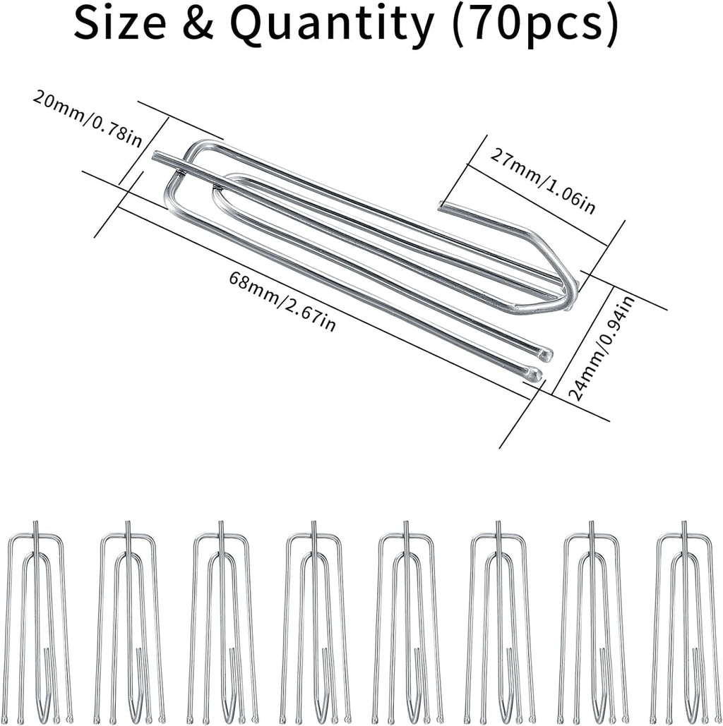 Curtain Hooks for Drapes, 70pcs Pinch Pleat, Stainless Steel 4 Prongs A344