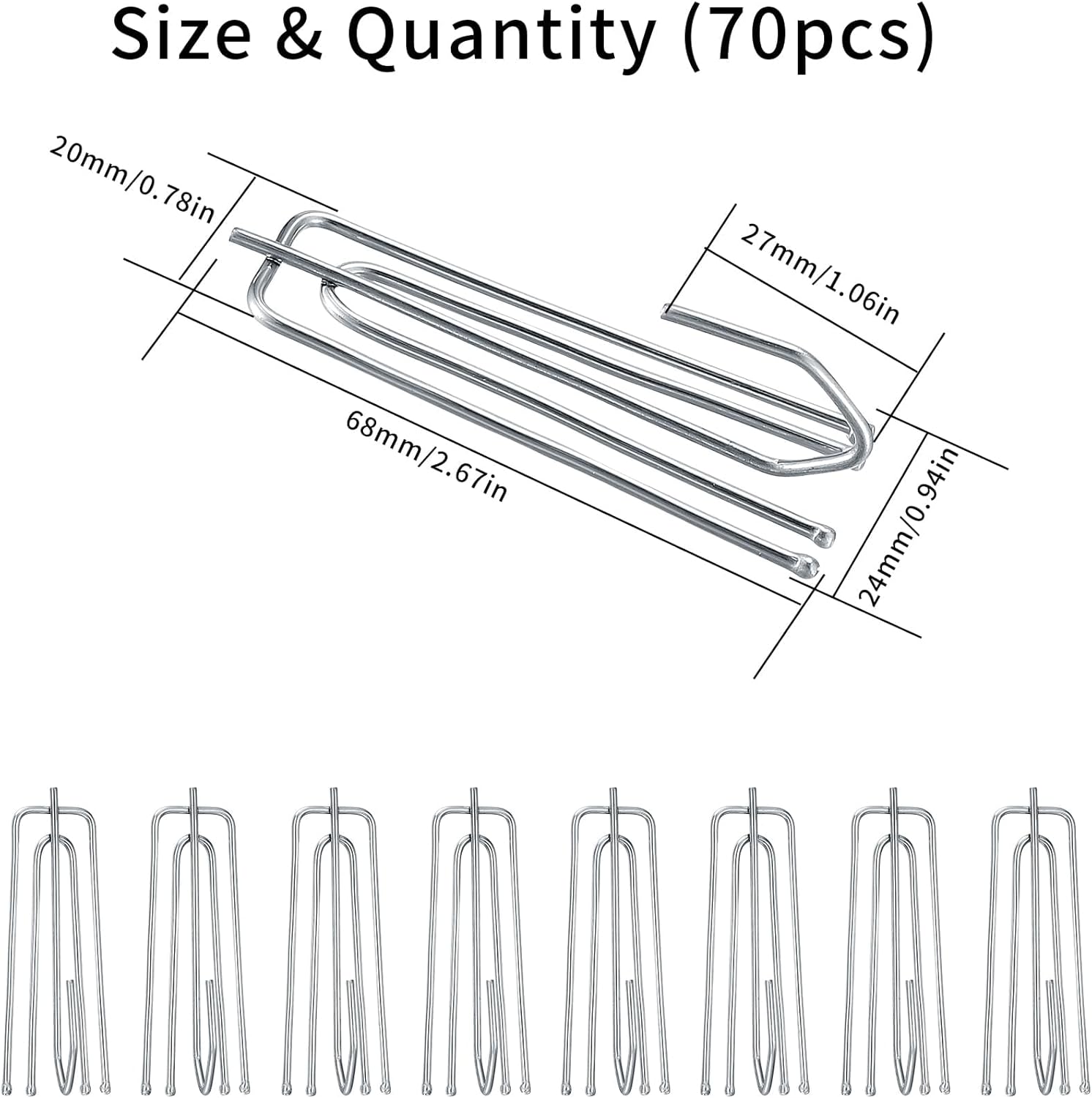 Curtain Hooks for Drapes, 70pcs Pinch Pleat, Stainless Steel 4 Prongs A344