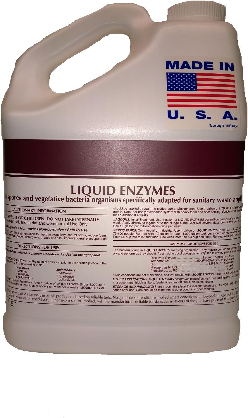 1 Gallon Septic Tank Treatment Liquid Enzymes Grease Trap Cleaner 2 Year Supply Industrial Strength