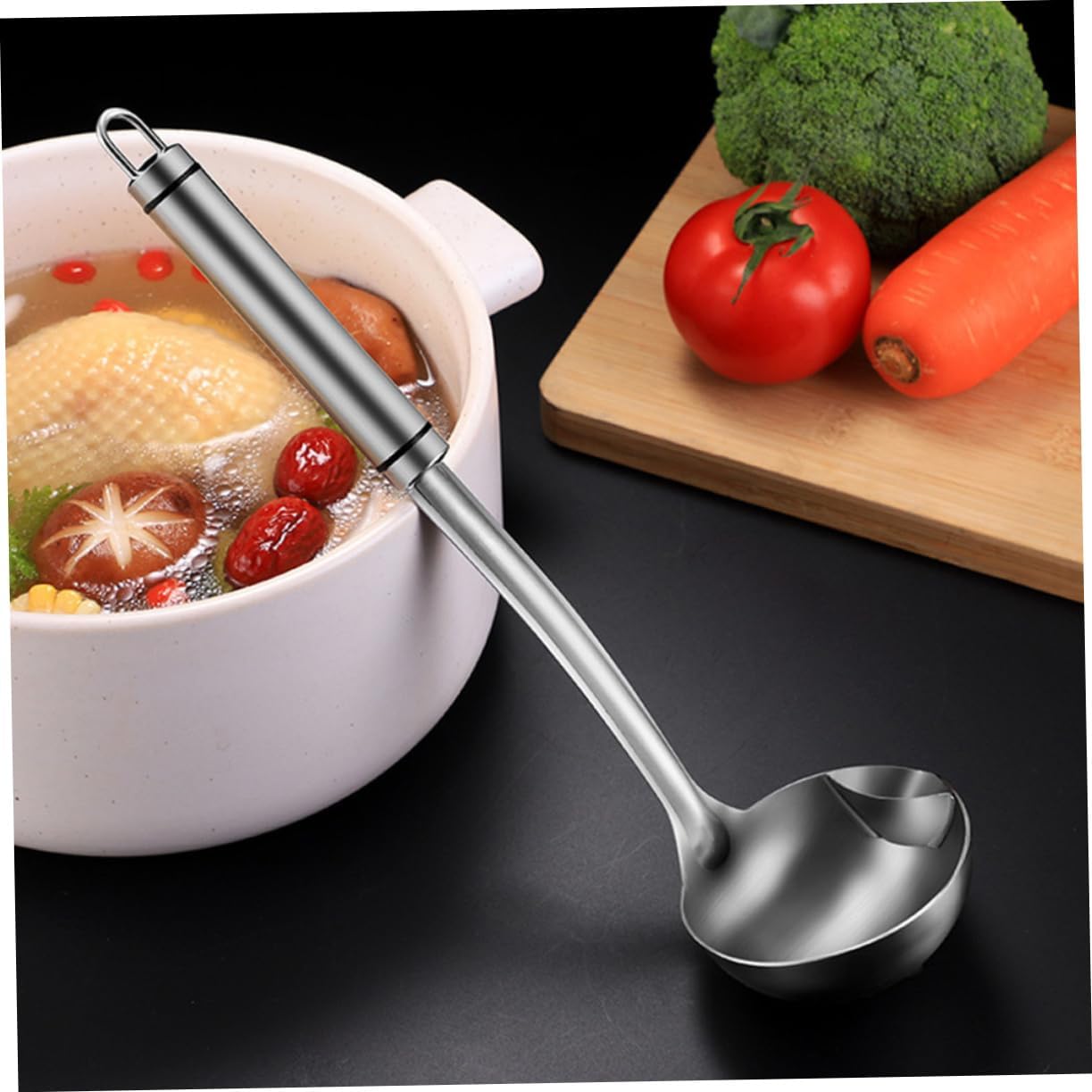 304 Stainless Steel Oil Filter Spoon Kitchen Strainer Ladle Q9255