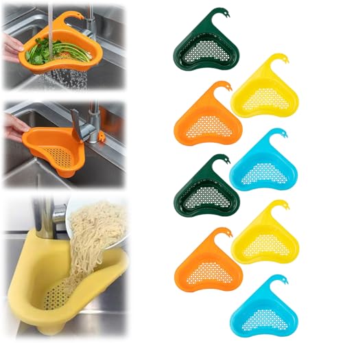 Kitchen Sink Drain Basket Swan Drain Rack,Faucet Hanging Filter Basket,Corner Sink Strainer,Kitchen Triangle Sink Filter,Multi-Functional Drain Basket