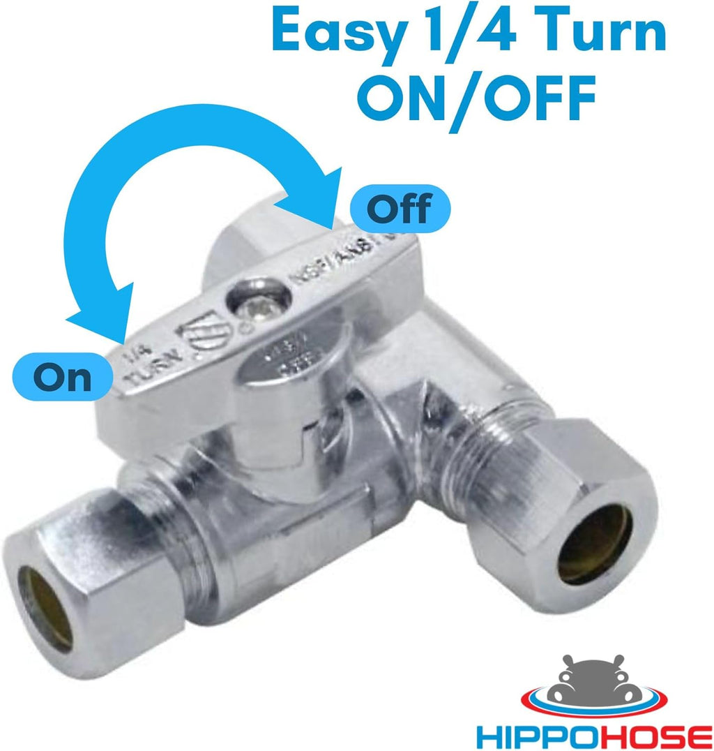 Tee Stop Valve 3/8" x 3/8" x 1/4" Lead-Free Brass T-Connector D616