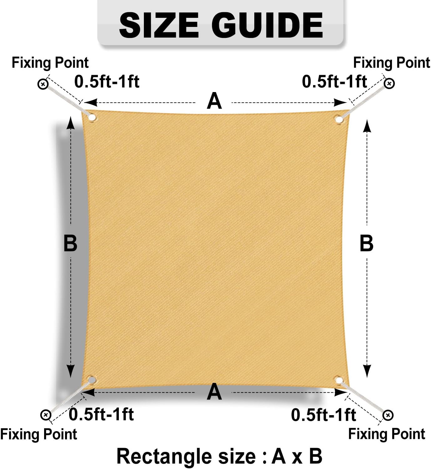 OutdoorLines Rectangle Sun Shade Sail 5 x 8 ft Sand O868