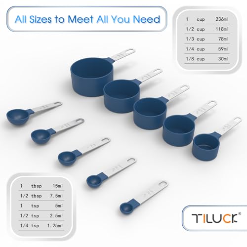TILUCK Measuring Cups & Spoons Set, Stackable with Stainless Steel Handle A919313