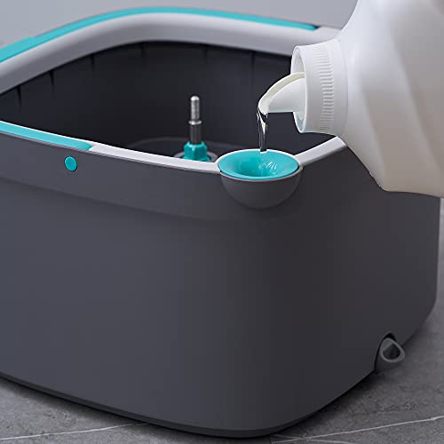 Square Spin Mop and Bucket with 2 Machine Washable Mop Pads O712093