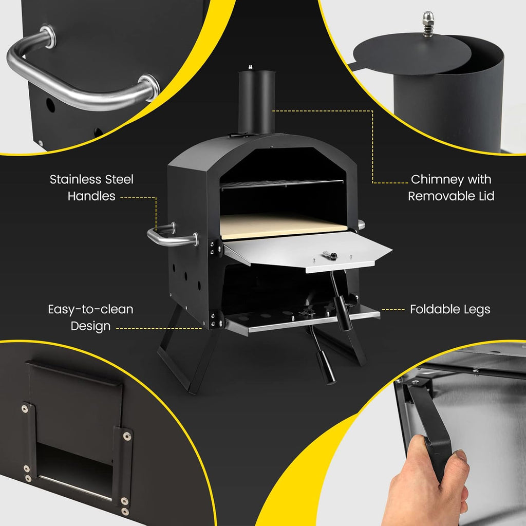 Giantex Outdoor Pizza Oven Wood Fired 2-Layer with Pizza Stone, 28 Inch L931