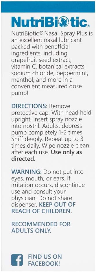 NutriBiotic Nasal Spray Plus 1 FL OZ Nasal Lubricant with Grapefruit Seed Extract F46683
