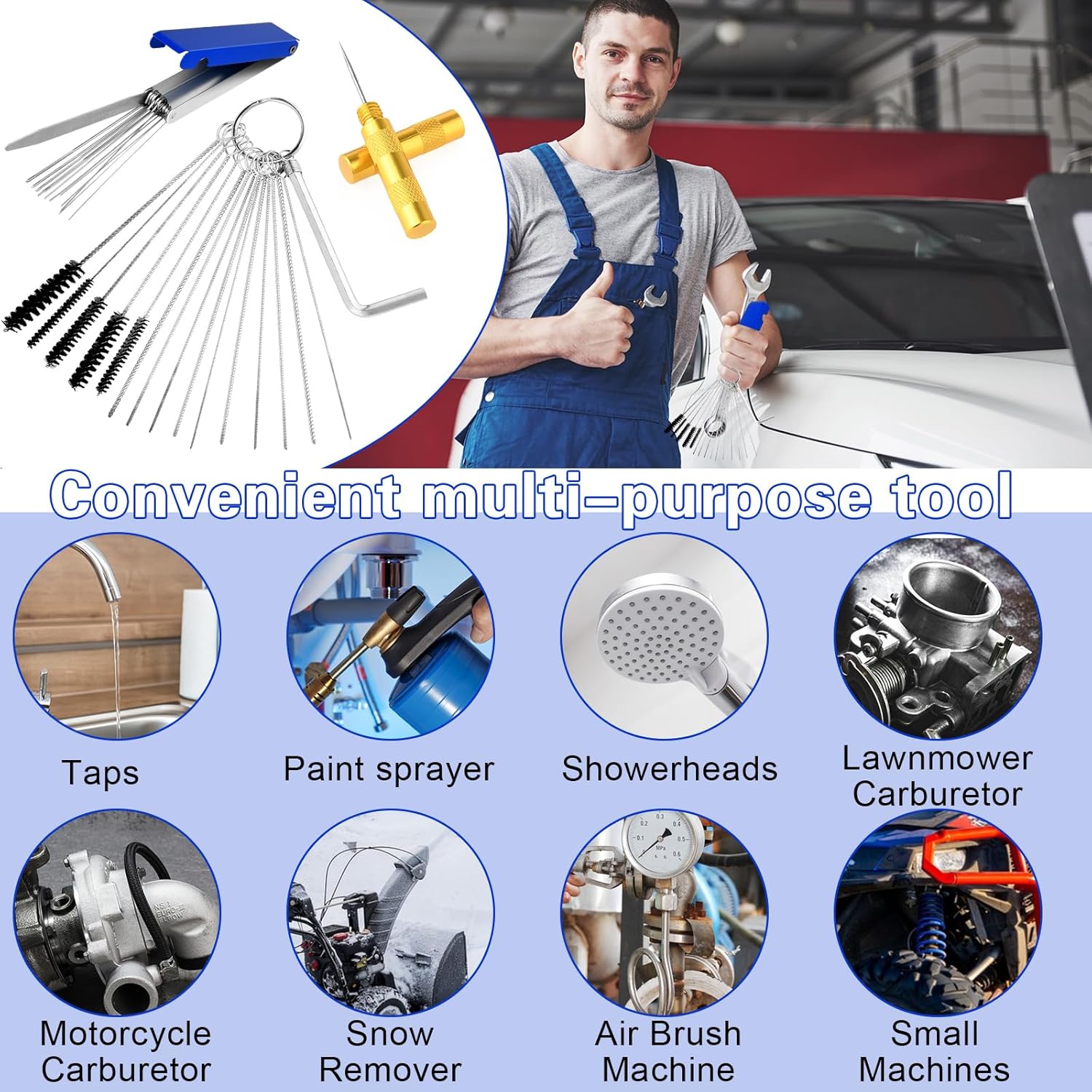 Carb Cleaning Kit for Carburetors with Stainless Steel Wires and Nylon Brushes X181774