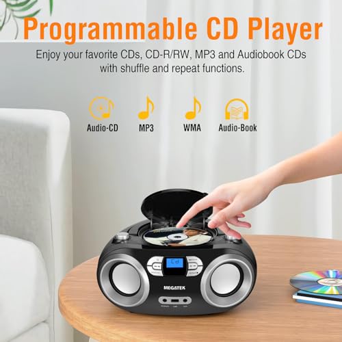 Megatek CB-M25BT Portable CD Player Boombox with Bluetooth and FM Radio Y658263