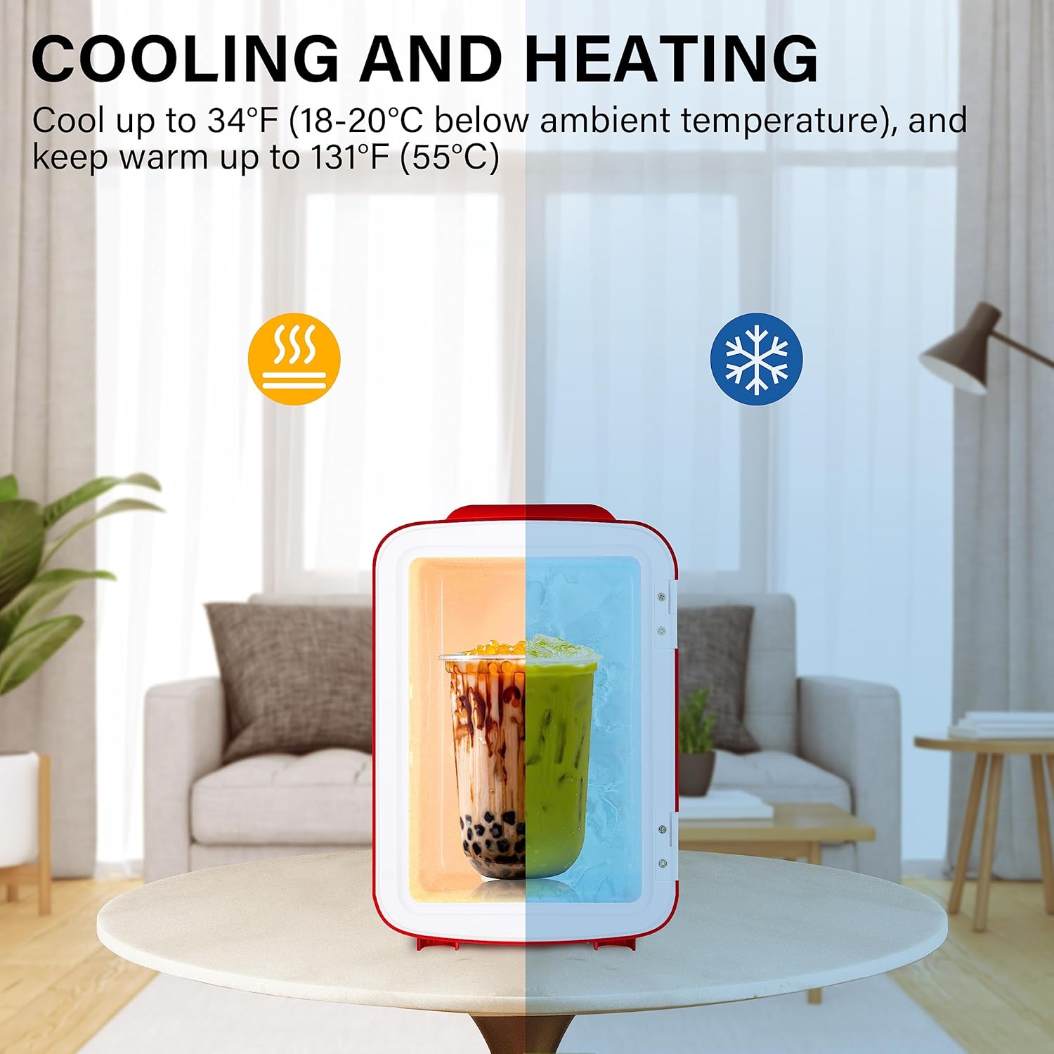 Simple Deluxe Mini Fridge 4L Portable Cooler & Warmer Freon-Free, Red F264592