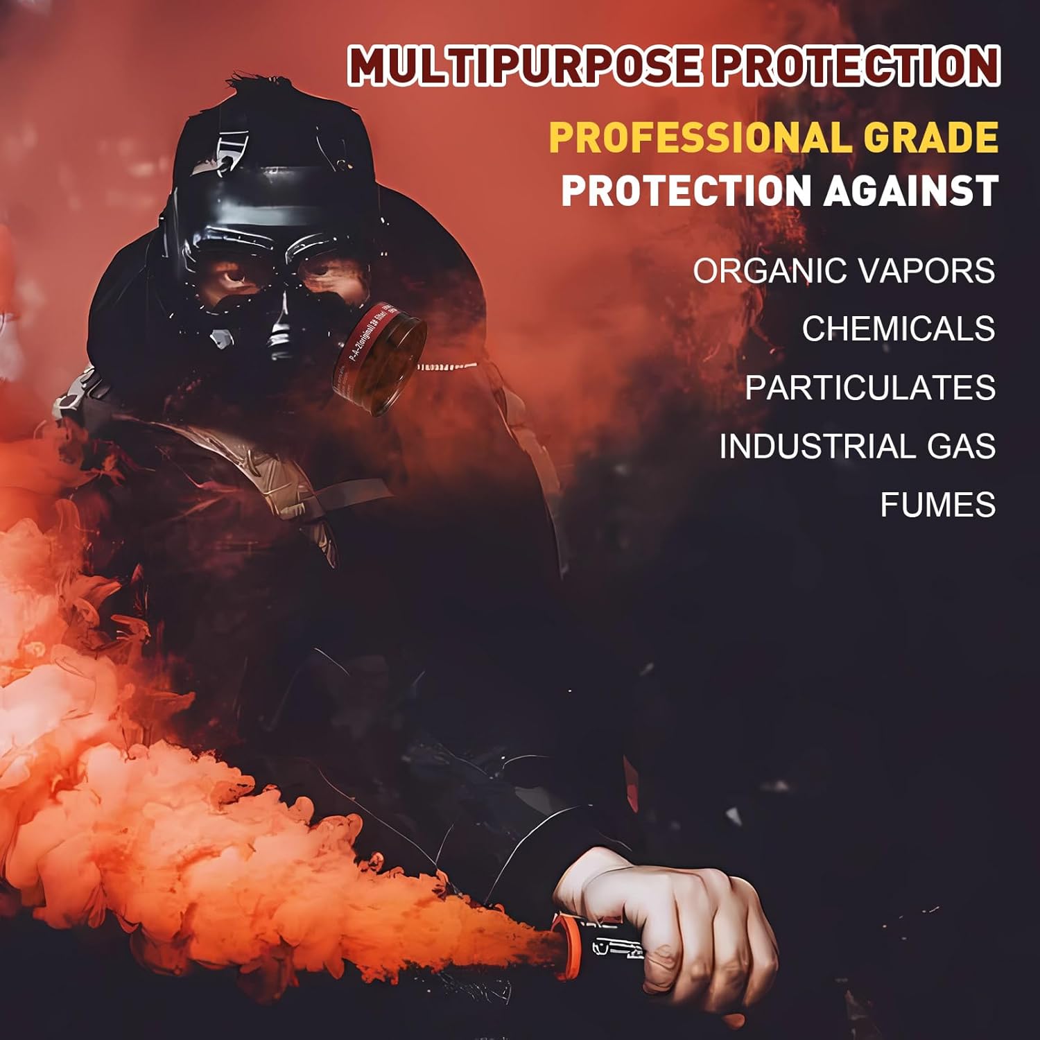Full Face Gas Mask Respirator with 40mm Activated Carbon Filters Y81203